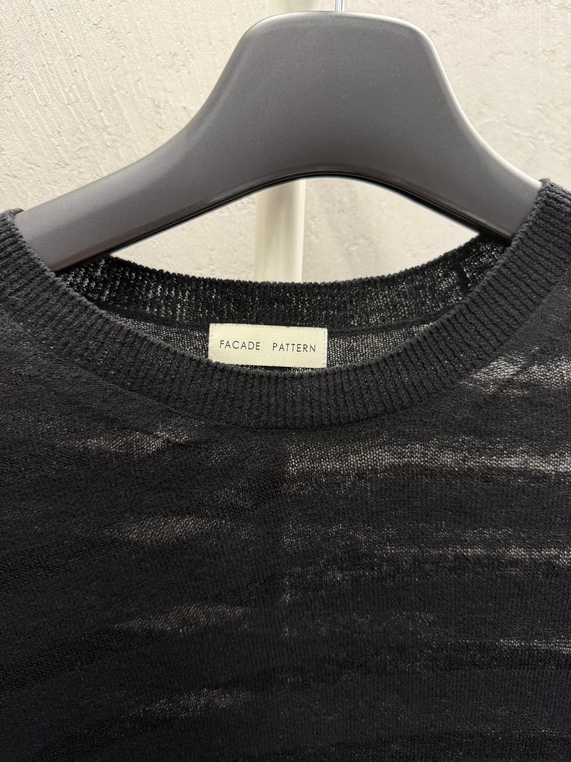 Facade Pattern 린넨 브리즈 시스루 니트 블랙 상품이미지3
