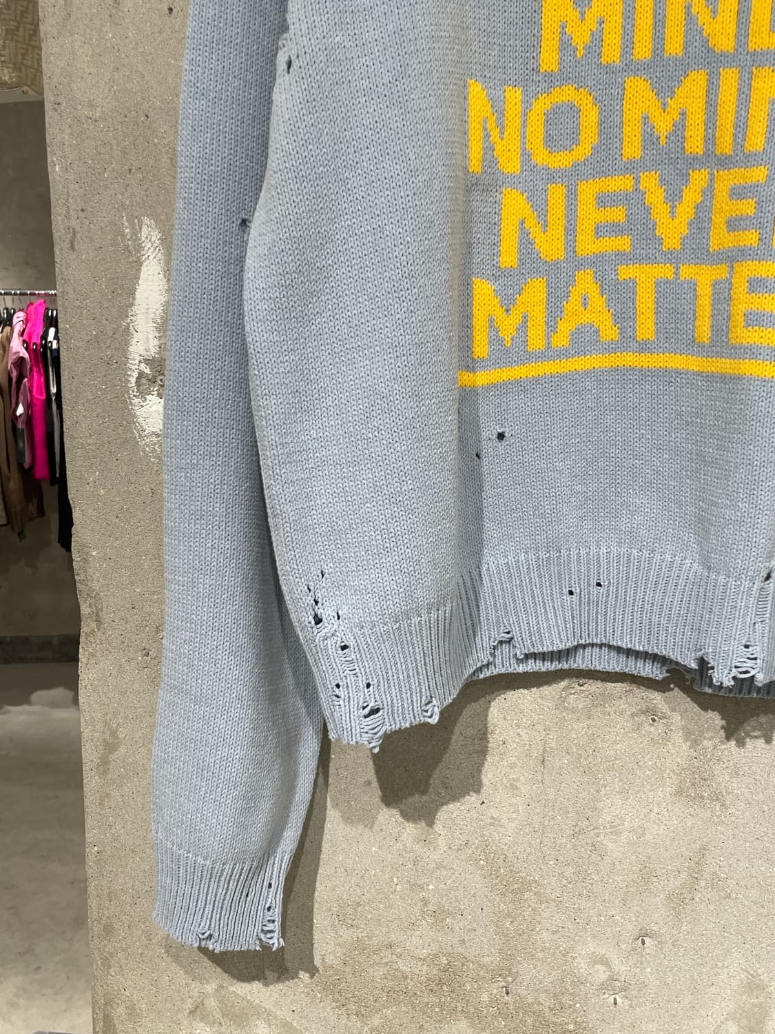 미하라 야스히로 스카이 블루 메세지 자카드 스웨터 상품이미지4