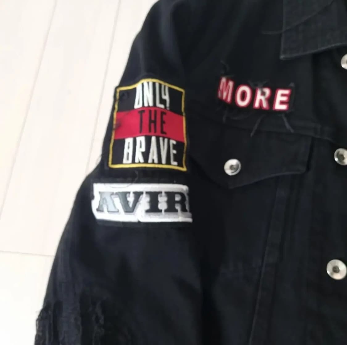 XL) 디젤 디스트로이드 패치 레이어드 커스텀 트러커 간절기 자켓 블랙 상품이미지7