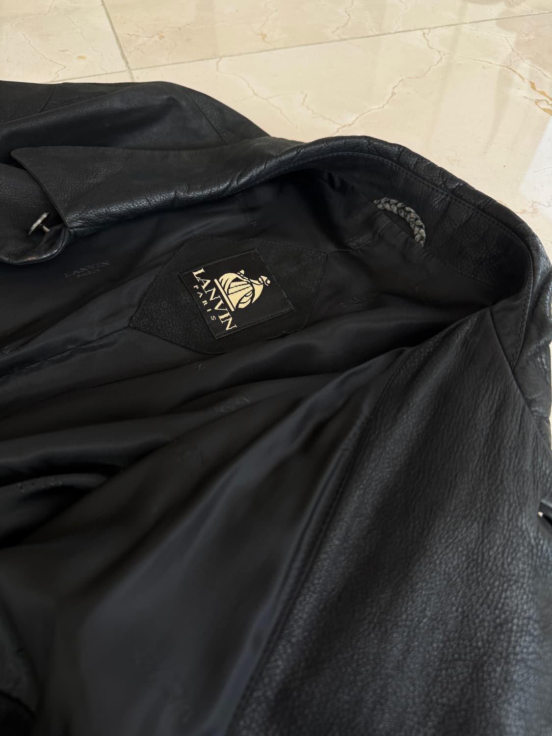 빈티지 랑방 Lavin Paris 양가죽 레더 코트 블랙 사이즈 100 상품이미지7