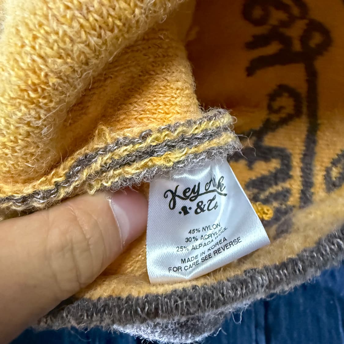 키앙크 알파카 울 블랜드 비니 [아쿠아블루/베이지] 상품이미지4