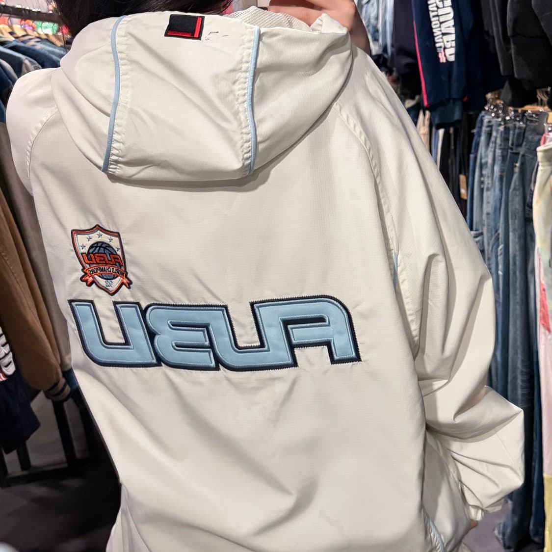 [IM] FUBU 후부 로고 후드 바람막이 화이트 상품이미지7