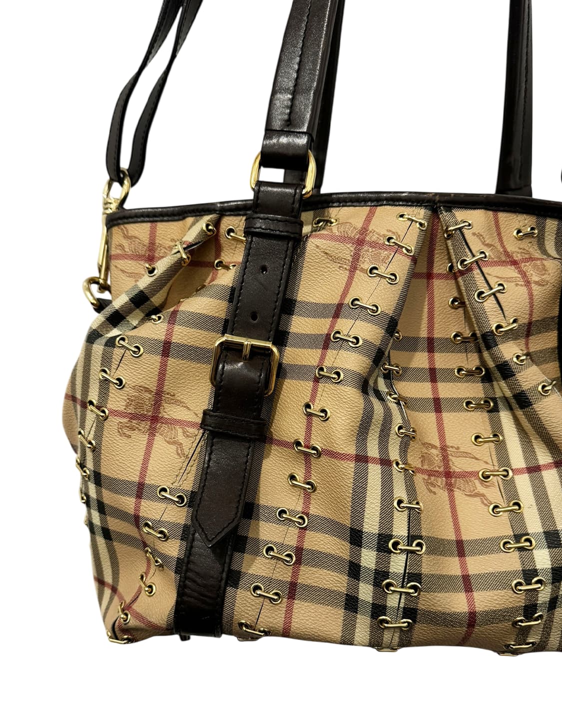 버버리 헤이마켓 체크 메탈 스티치 로리 백 상품이미지5