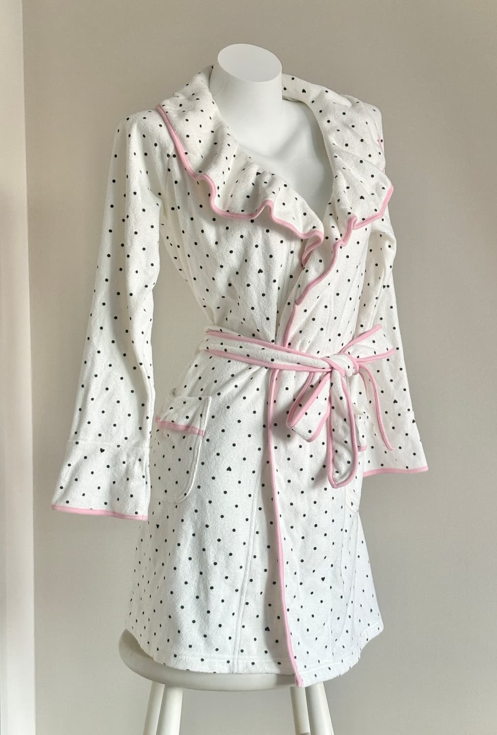 히메갸루 흰핑 도트 로브 샤워가운 헤이세이 방꾸템 핀터레스트 상품이미지5