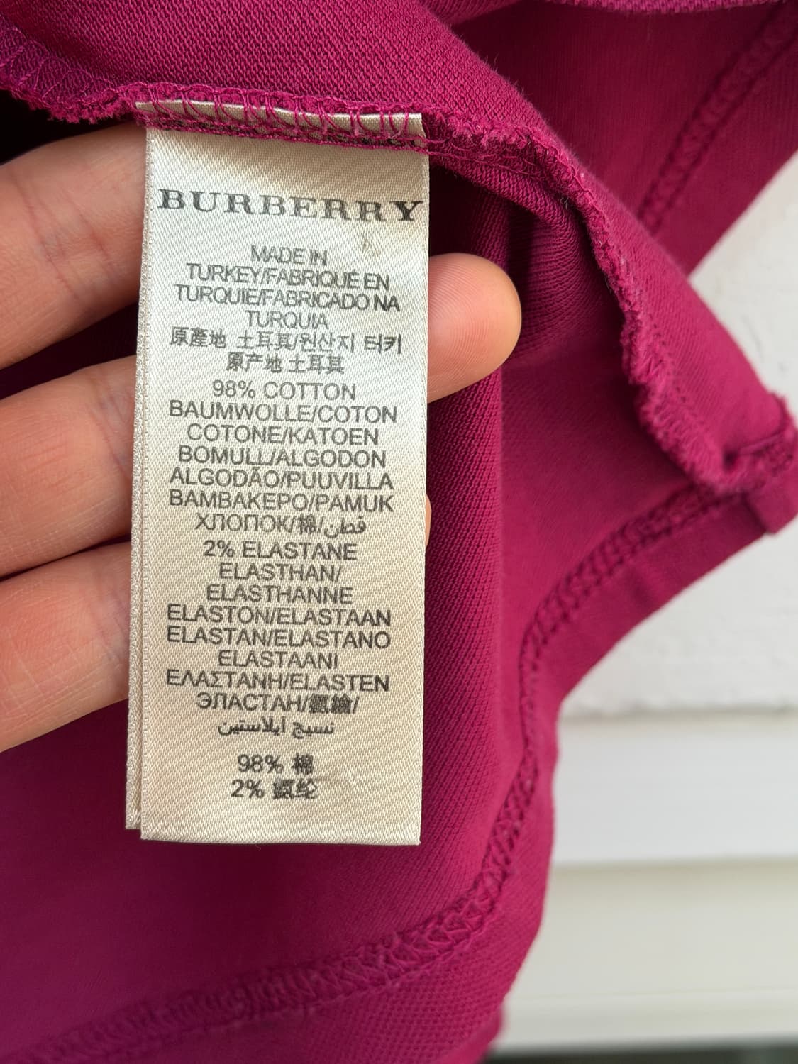 Burberry 버버리 푸시아핑크 셔링 폴로 셔츠 M 상품이미지5