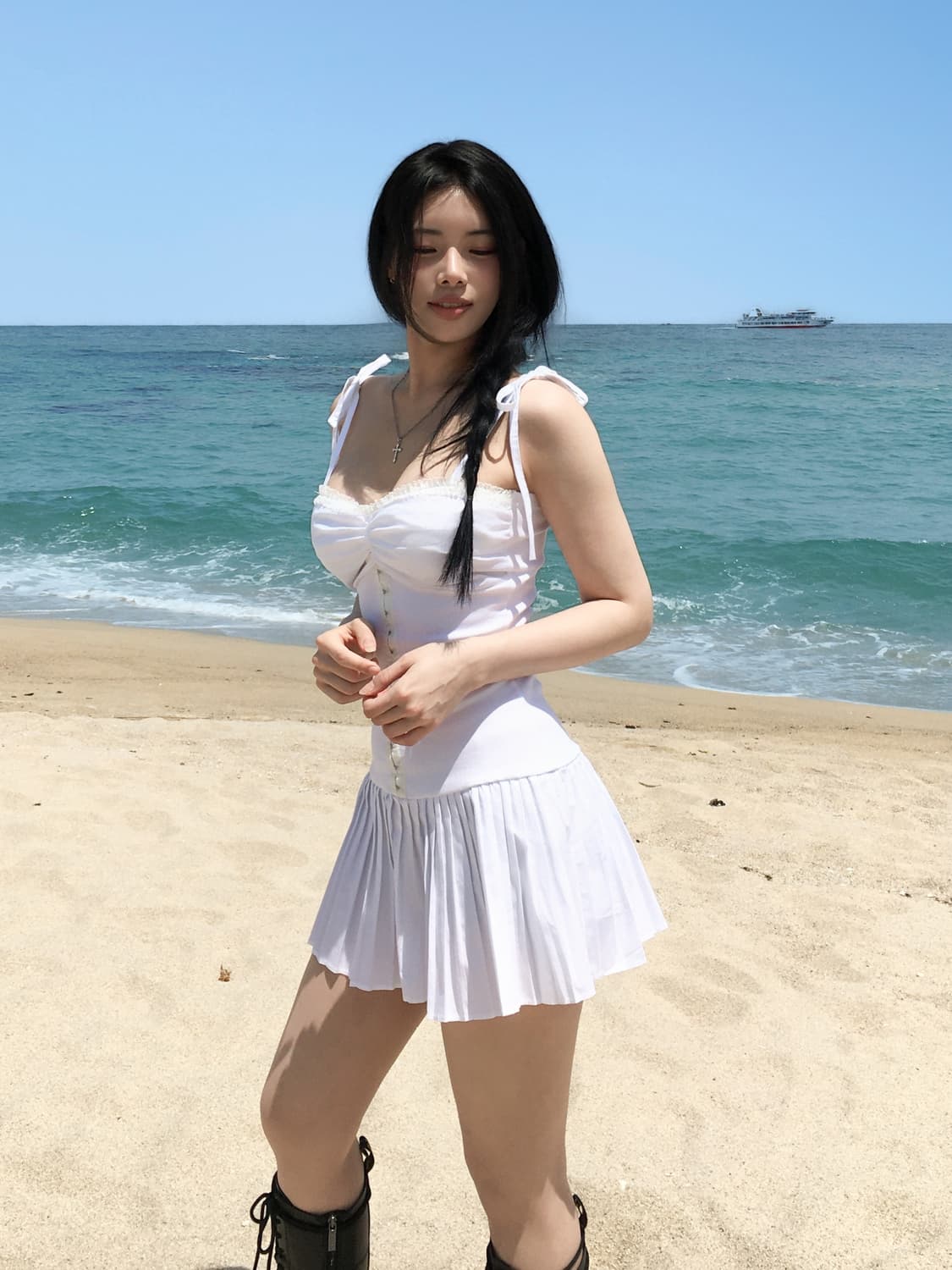 XERIF 세리프 스판 코르셋 플리츠 원피스 상품이미지4