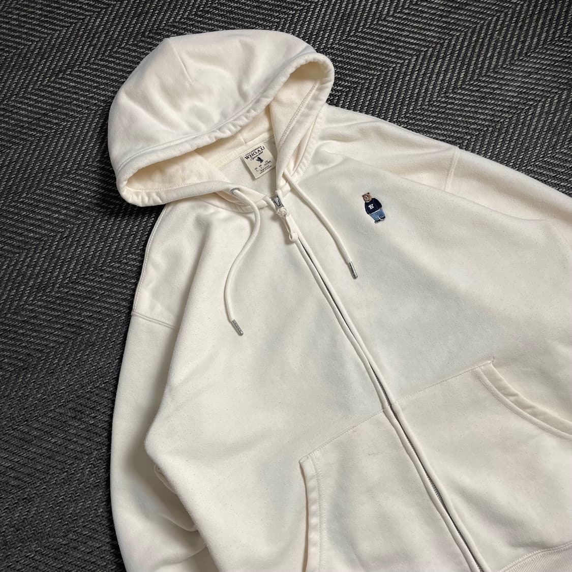 후아유 자수 아이보리 박시핏 후드집업y 4905 상품이미지4