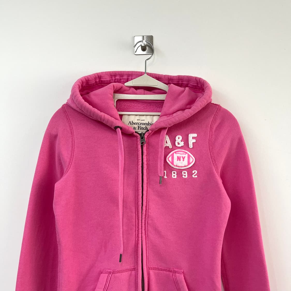 아베크롬비 딱붙핏 자수로고 핑크 후드집업 상품이미지4