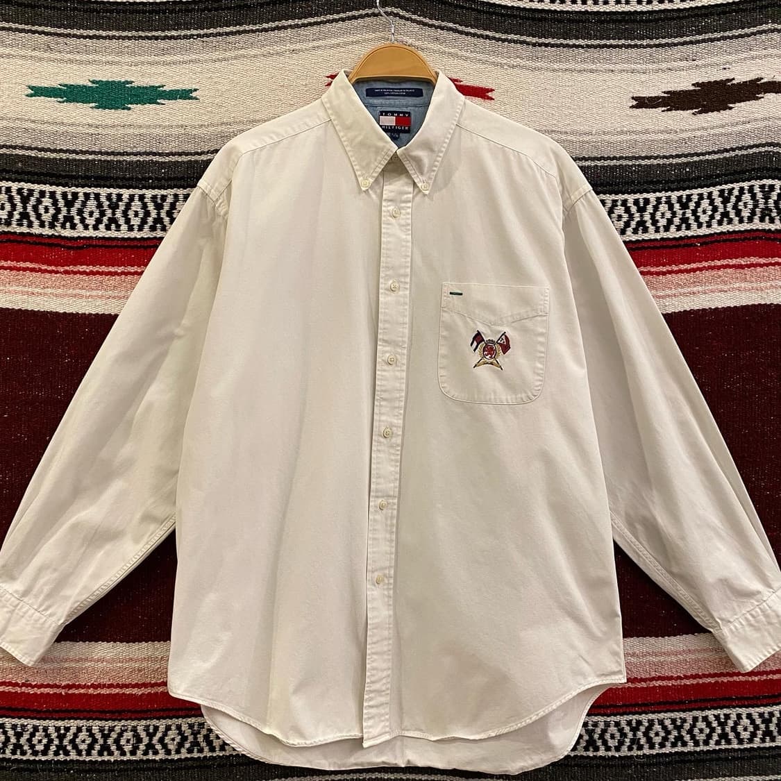 90s USA 타미힐피거 빅로고 주머니 코튼셔츠 상품이미지7