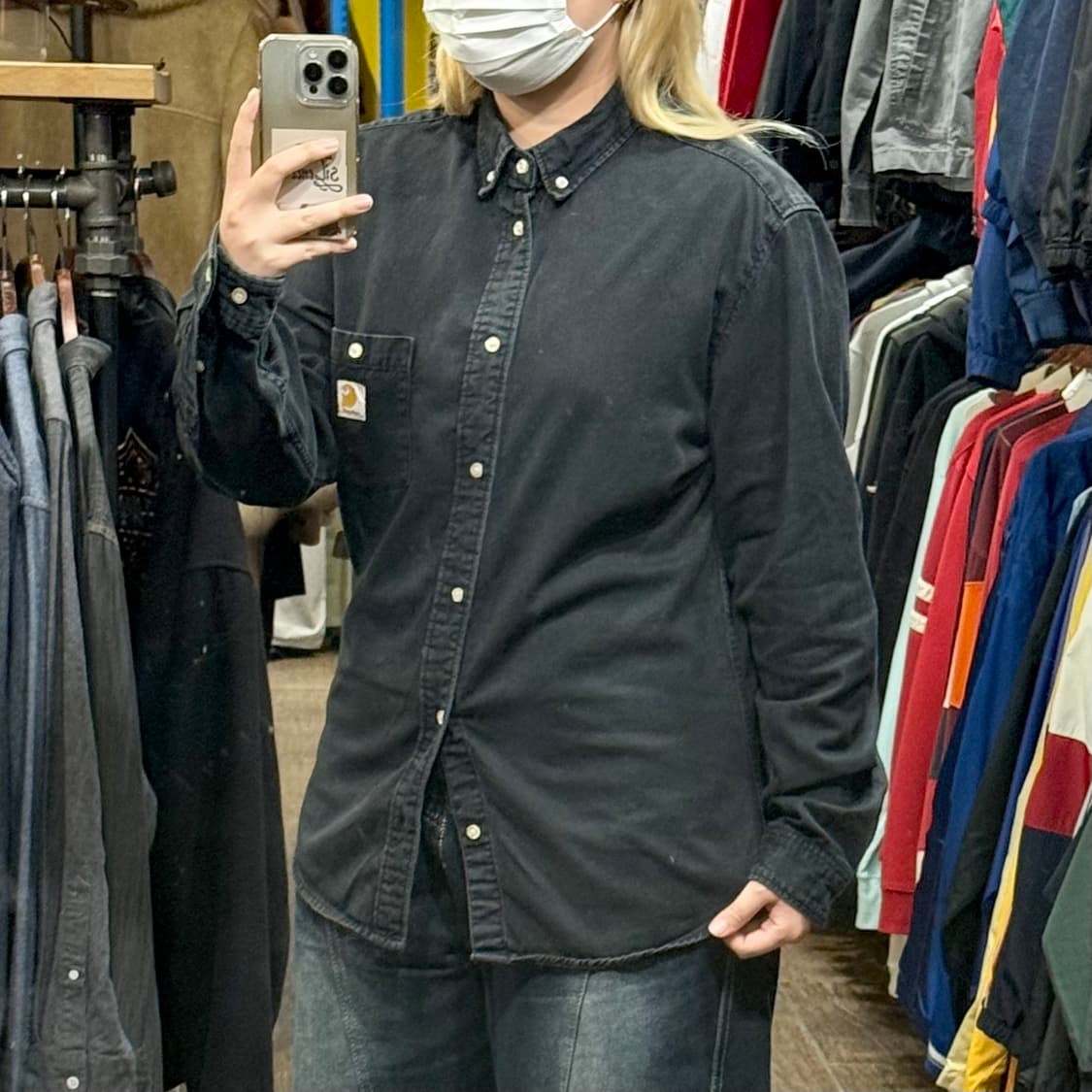 [HI] 칼하트 긴팔 데님셔츠 블랙 상품이미지4