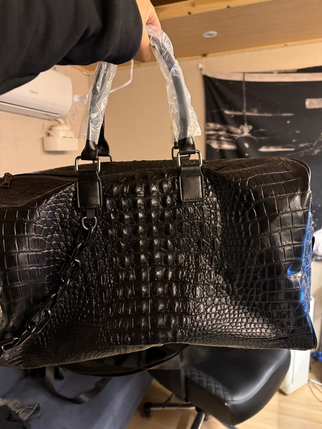 블랙 크로커 엠보 보스턴백 + 숄더 스트랩 상품이미지3