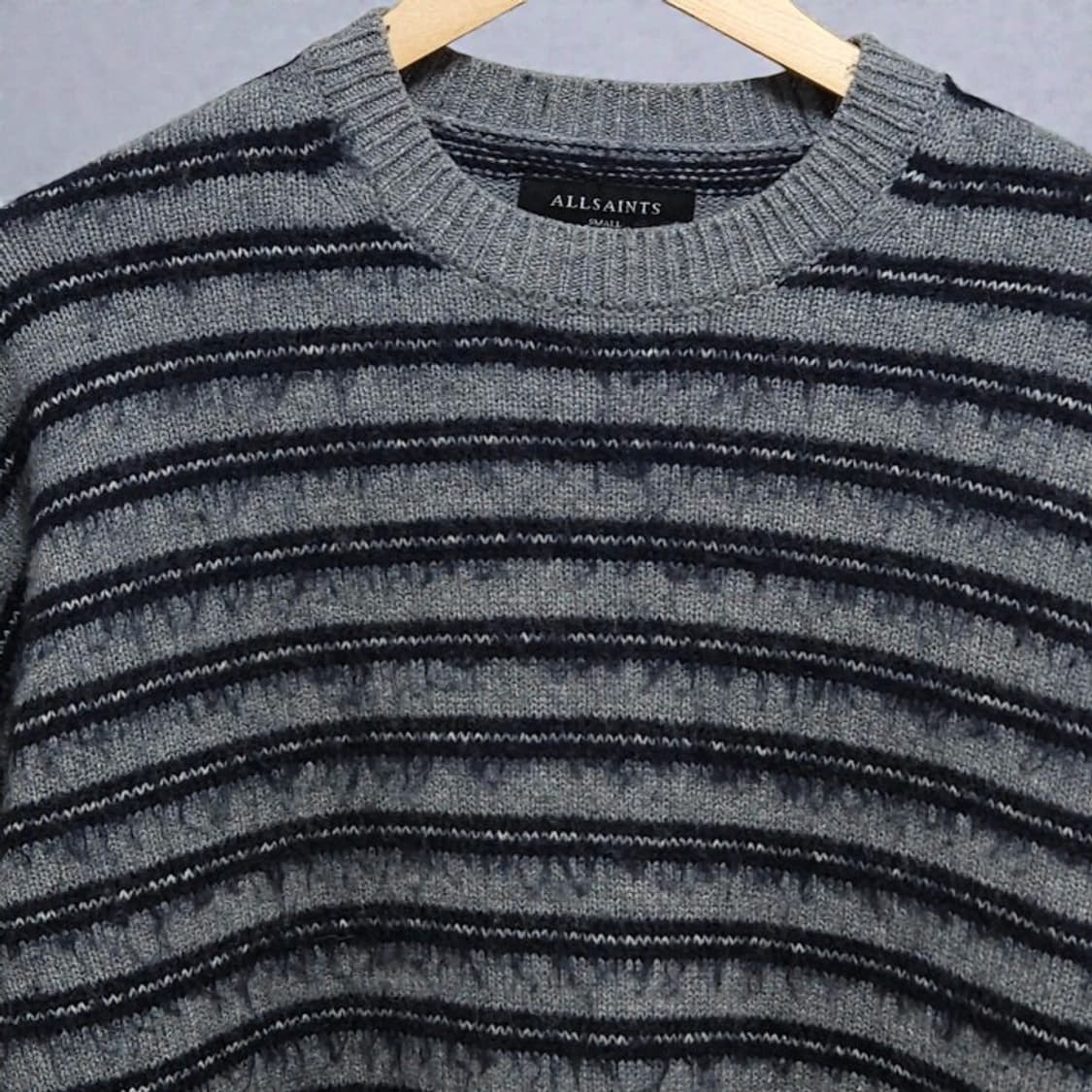 100)ALLSAINTS 올세인츠 스트라이프 니트 오버핏 그레이 상품이미지2