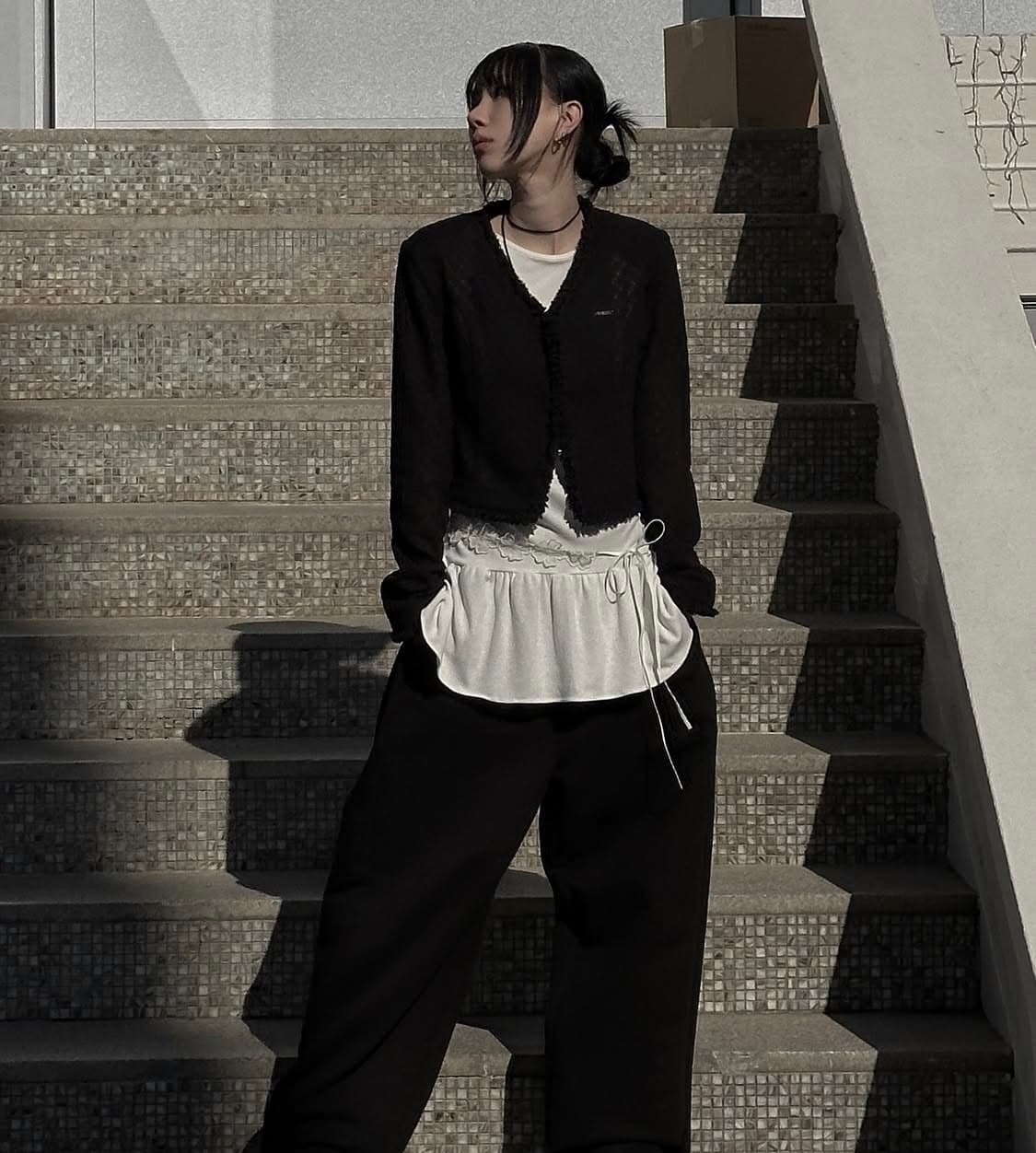 므넴 sheer tweed jacket-블랙 상품이미지1