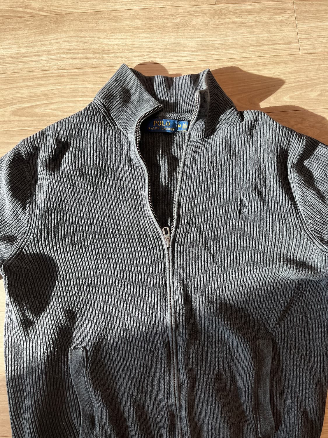 폴로 코튼 집업 회색 상품이미지1