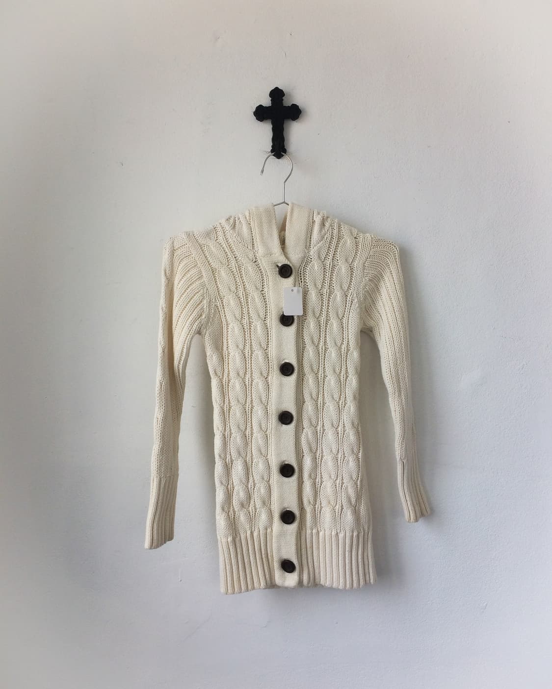 Cable pattern hood knit cardigan 상품이미지2