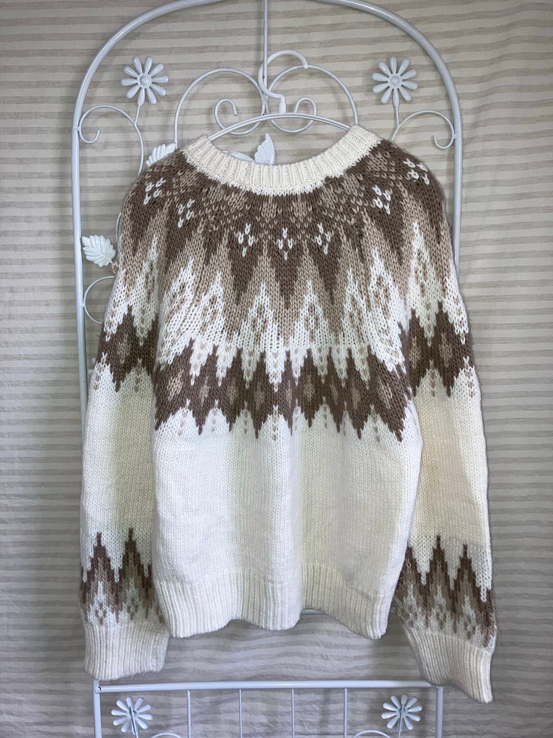 jpn vintage 아이보리 브라운 노르딕 니트 y2k 스트릿 갸루 펑 상품이미지2