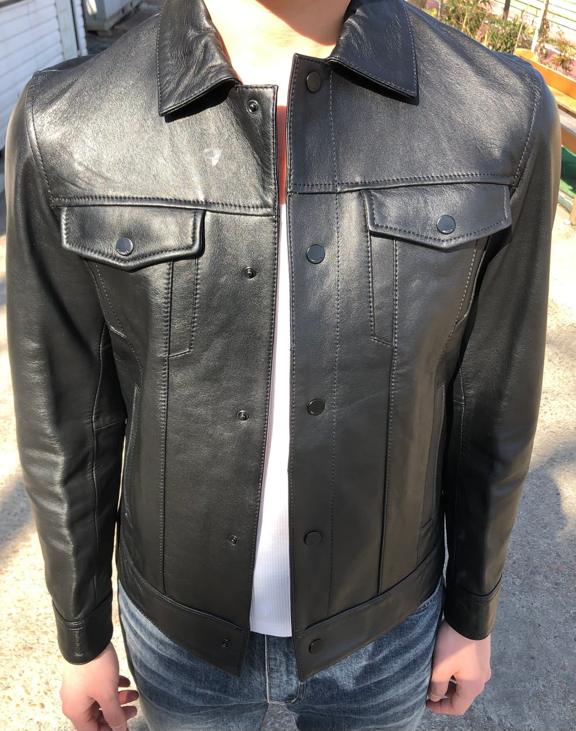 TNGT 램스킨 레더 트러커 자켓 상품이미지4