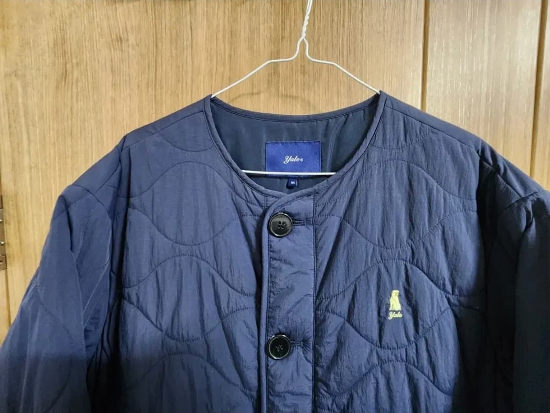 (M)예일 웨이브 퀼팅 패딩 자켓 네이비 상품이미지2