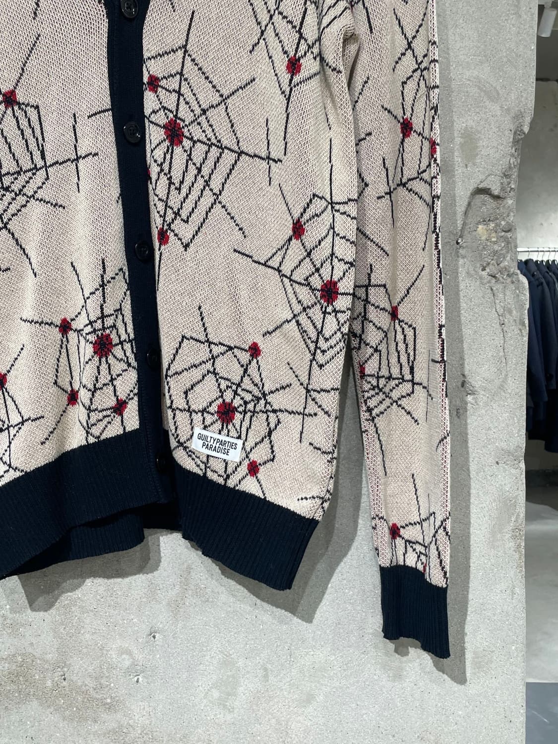 와코 마리아 17F/W 베이지 스파이더 넷 니트 가디건 상품이미지5