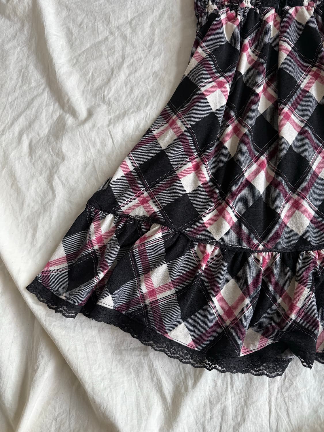 체리핑크 캐캐체 체크 미니 원피스 상품이미지2