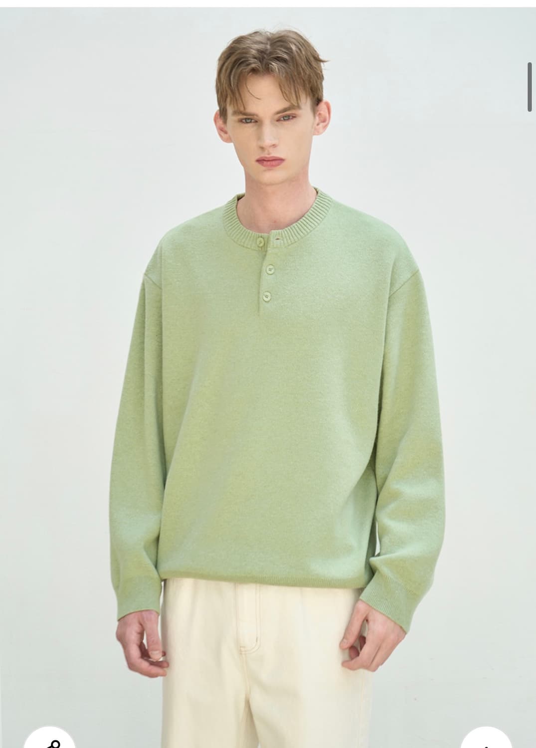 (새상품)(XL) 드로우핏 벌키 울 헨리넥 니트 [GREEN] 판매 상품이미지5