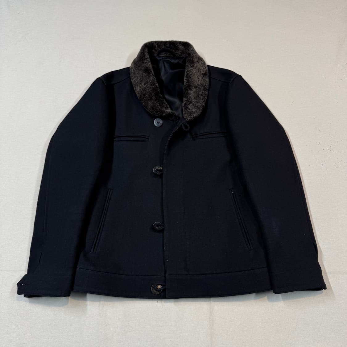 S) 던힐(Dunhill) 시어링 카라 울 혼방 워크 자켓 상품이미지1