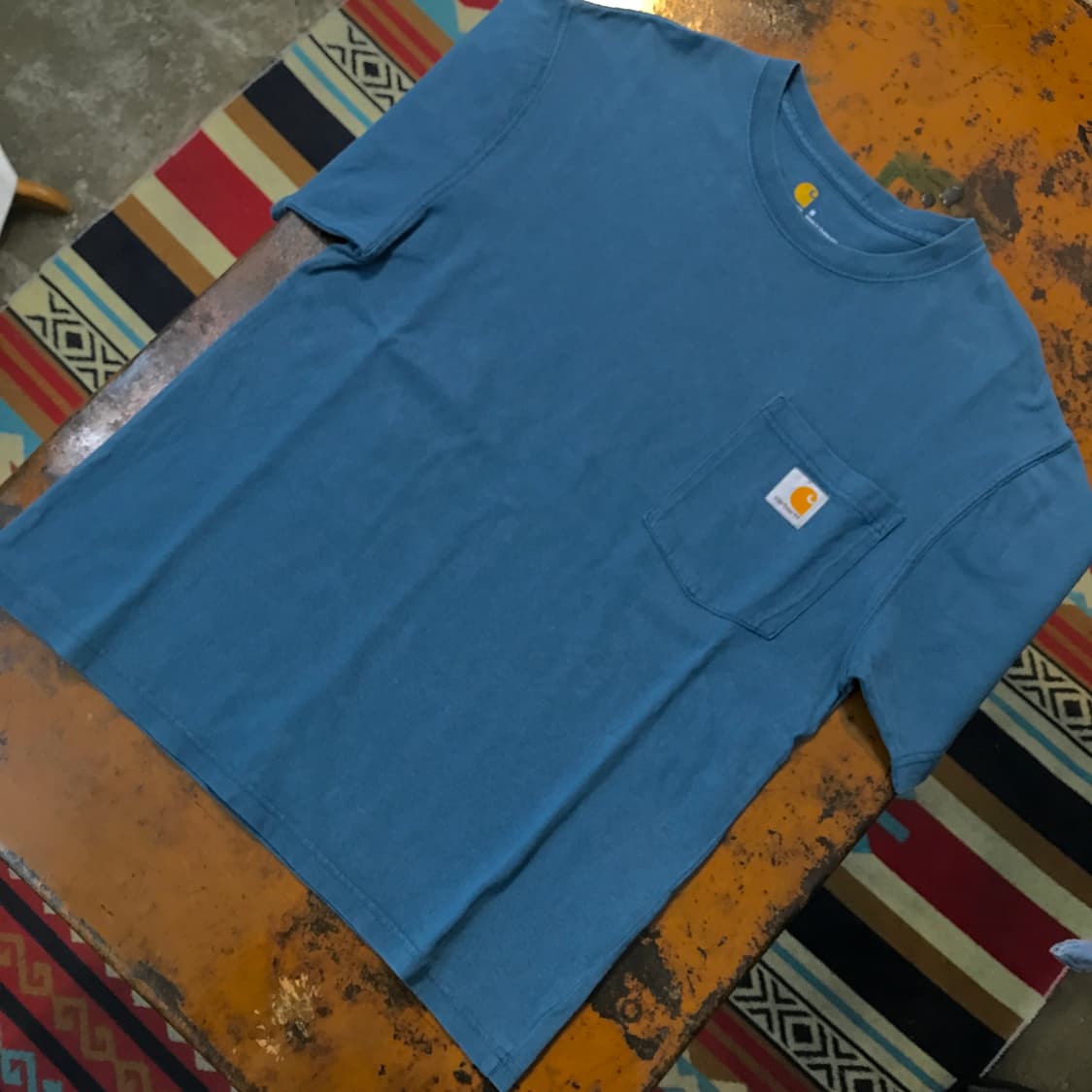 칼하트 원포켓 에이징 그린 블루 숏 슬리브 남성 102 여성 루즈핏 상품이미지2