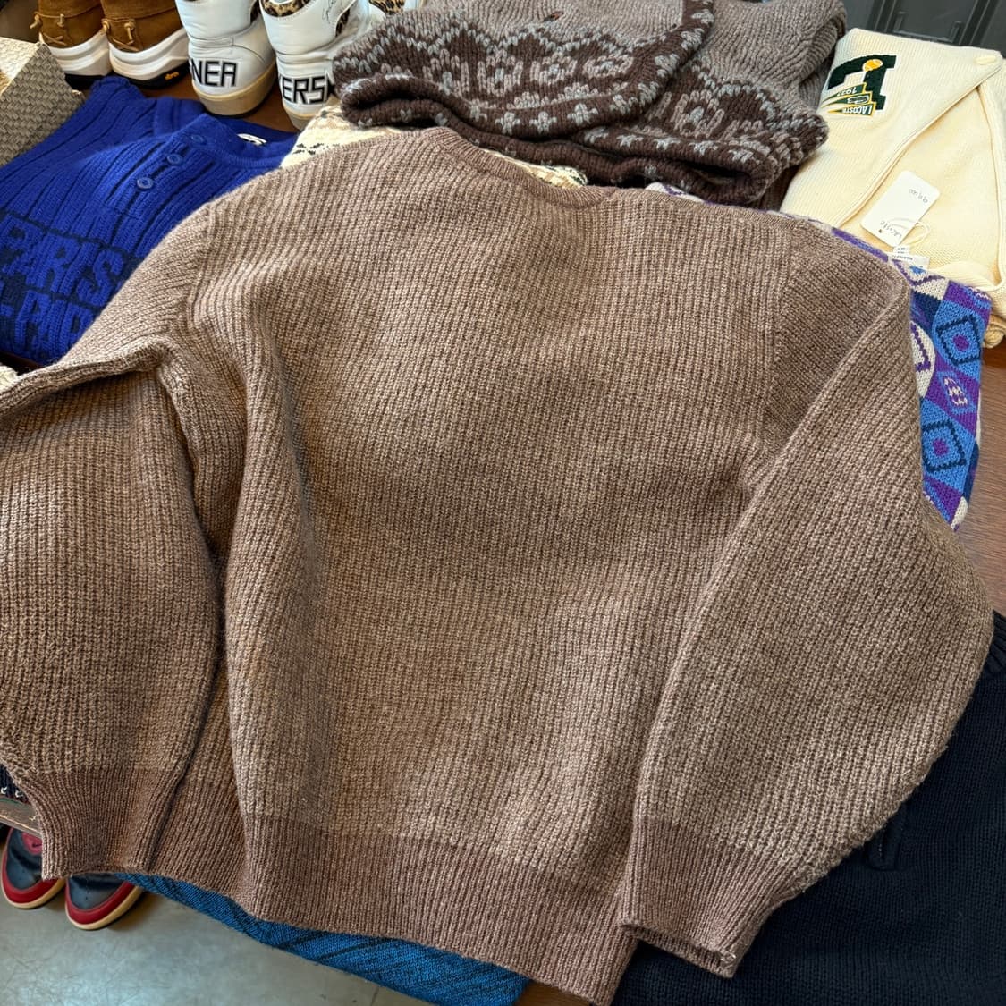 90S 선버드 모카 브라운 퀼팅 울혼방 스웨터  상품이미지6