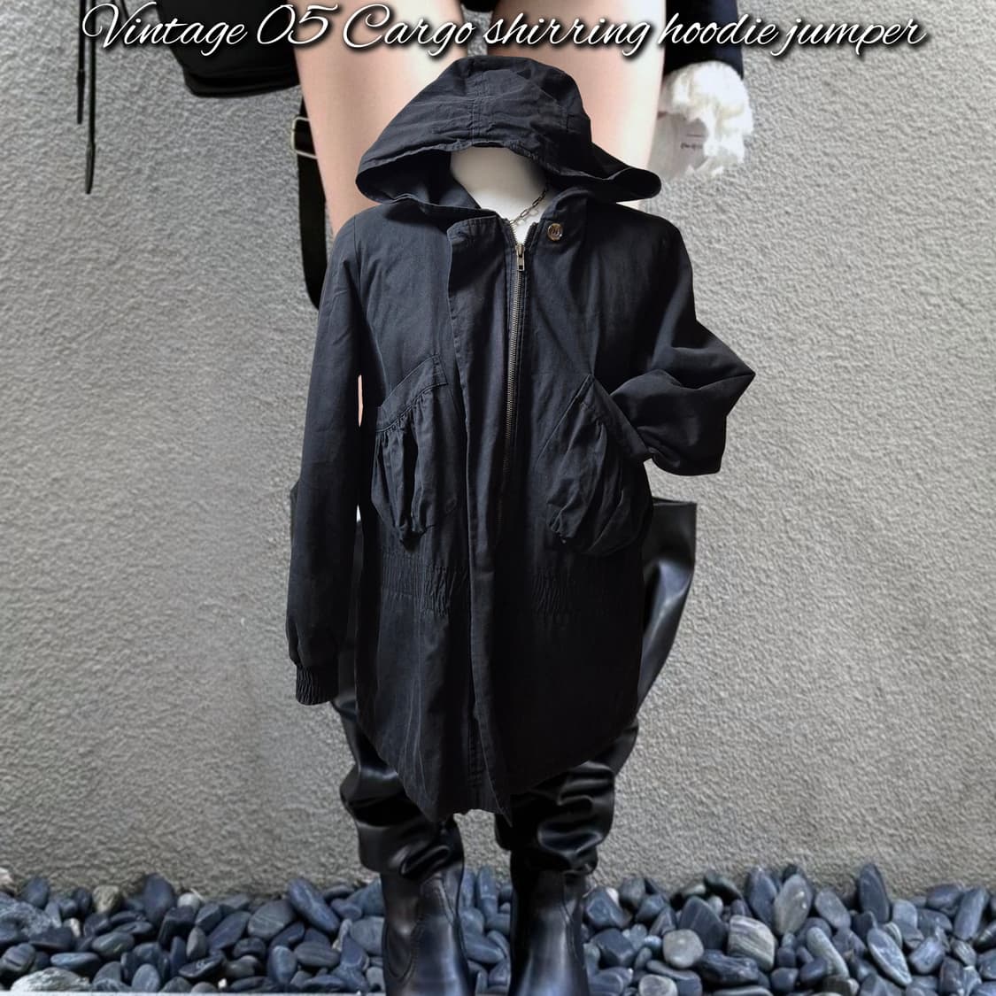 Vintage 05 Cargo shirring hoodie jumper 상품이미지1