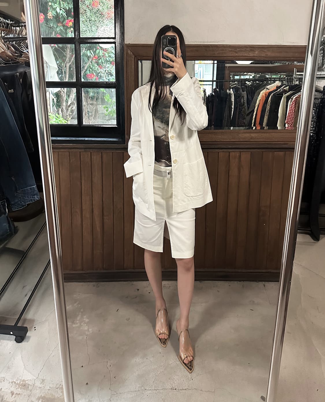 JPV blue print sheer top 상품이미지3