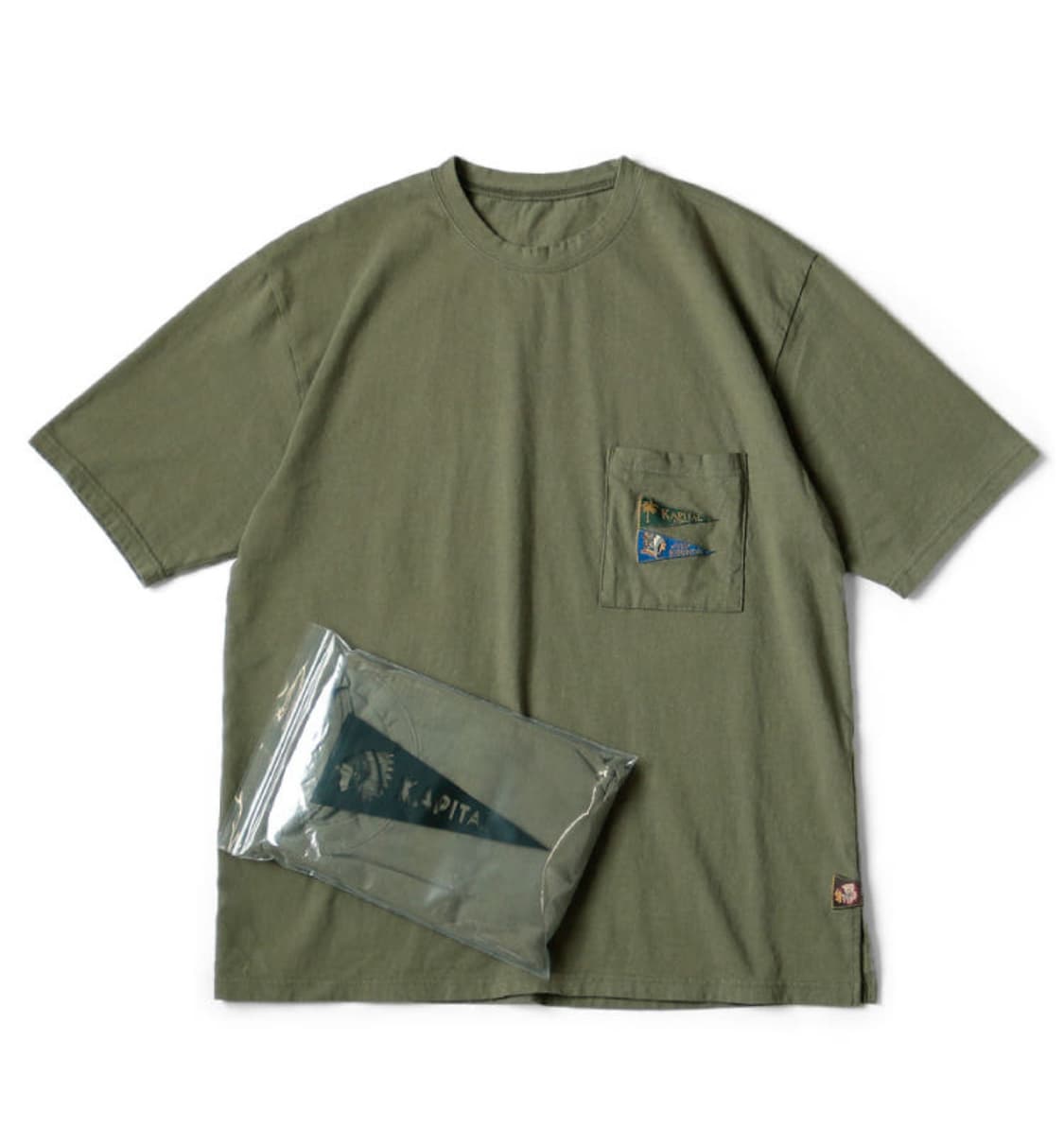 [새상품/L]  캐피탈 20 저지 패넌트 티셔츠 3 플래그 카키 상품이미지1