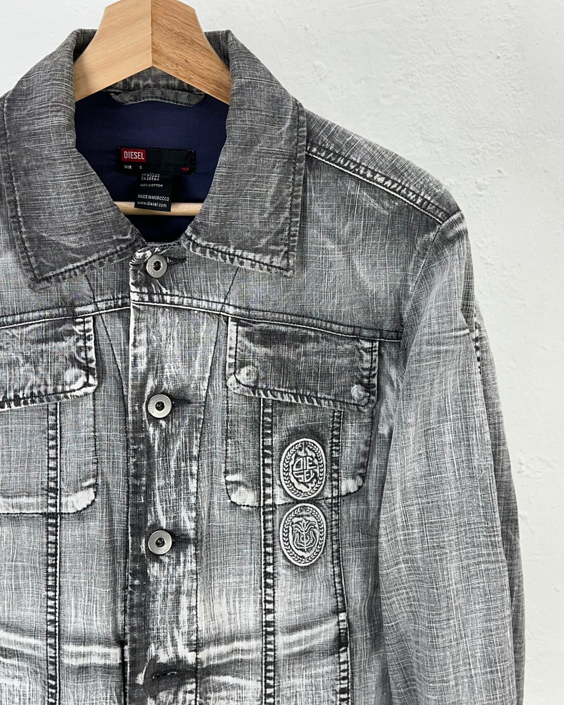 디젤 라이트 그레이 워시드 그레이 다잉 데님 트러커 자켓 상품이미지3