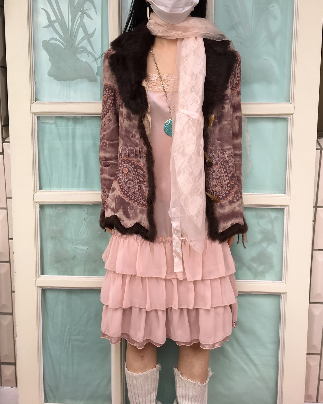 flower pattern layered scarf 상품이미지2