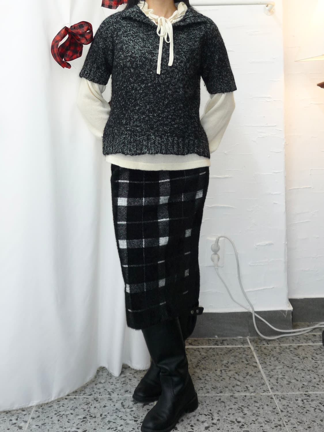 check patterns knit skirt 상품이미지4