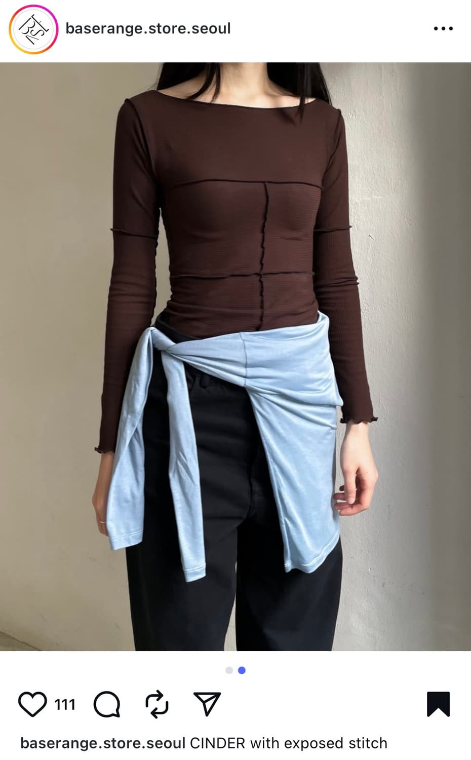 Baserange cinder 롱슬리브 티 브라운 s사이즈 상품이미지2