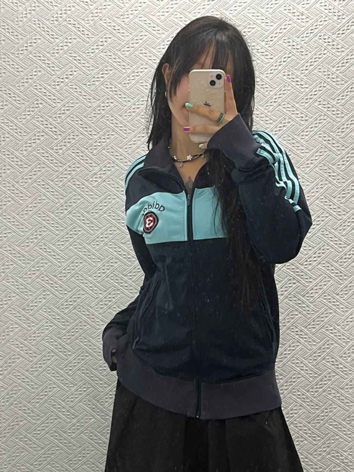 아디다스 올드스쿨 스펠아웃 하늘색 트랙탑 집업 져지 105 C06695 상품이미지1