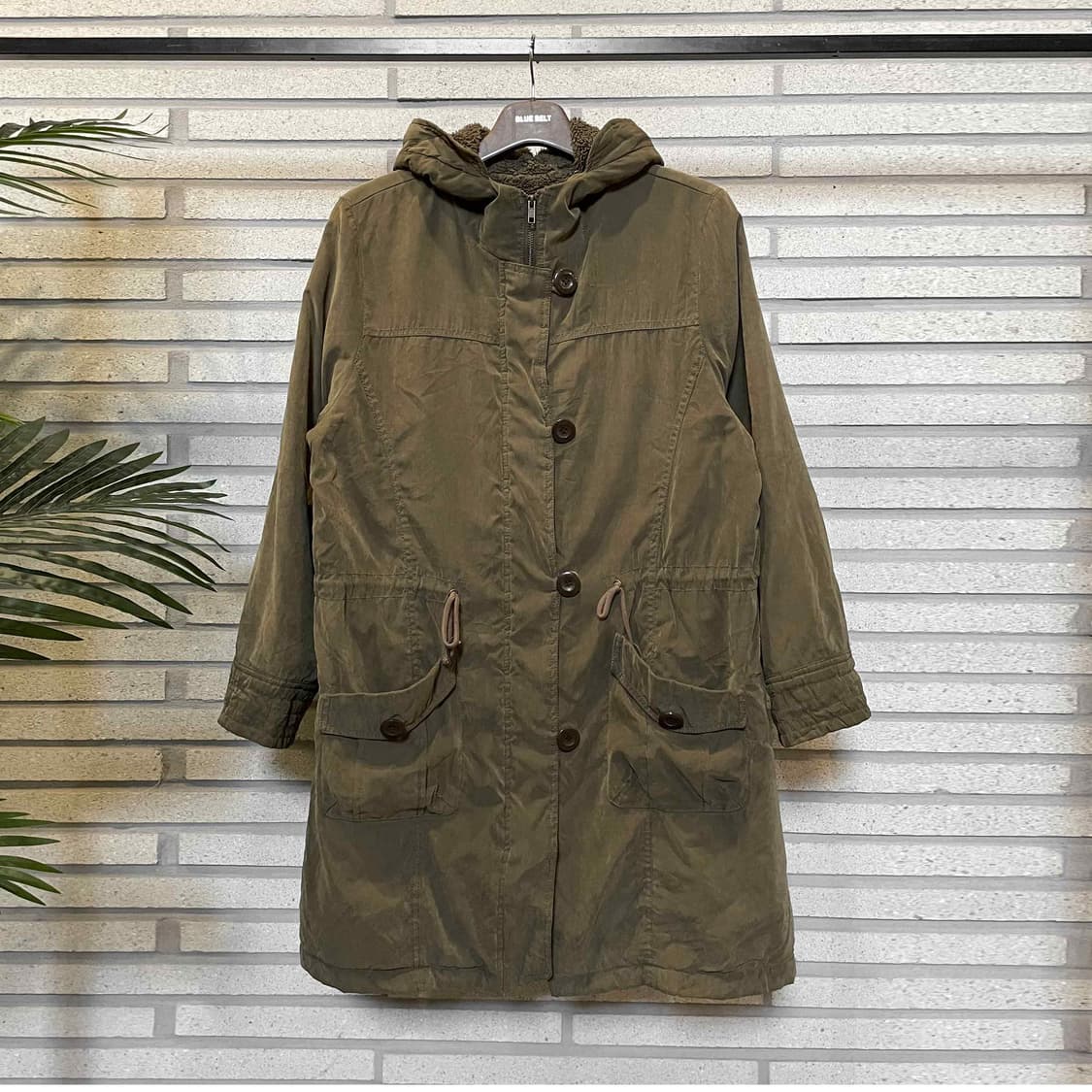 JPN VINTAGE 후드 필드 파카 허리 스트링 털안감 디테일 카키 상품이미지2