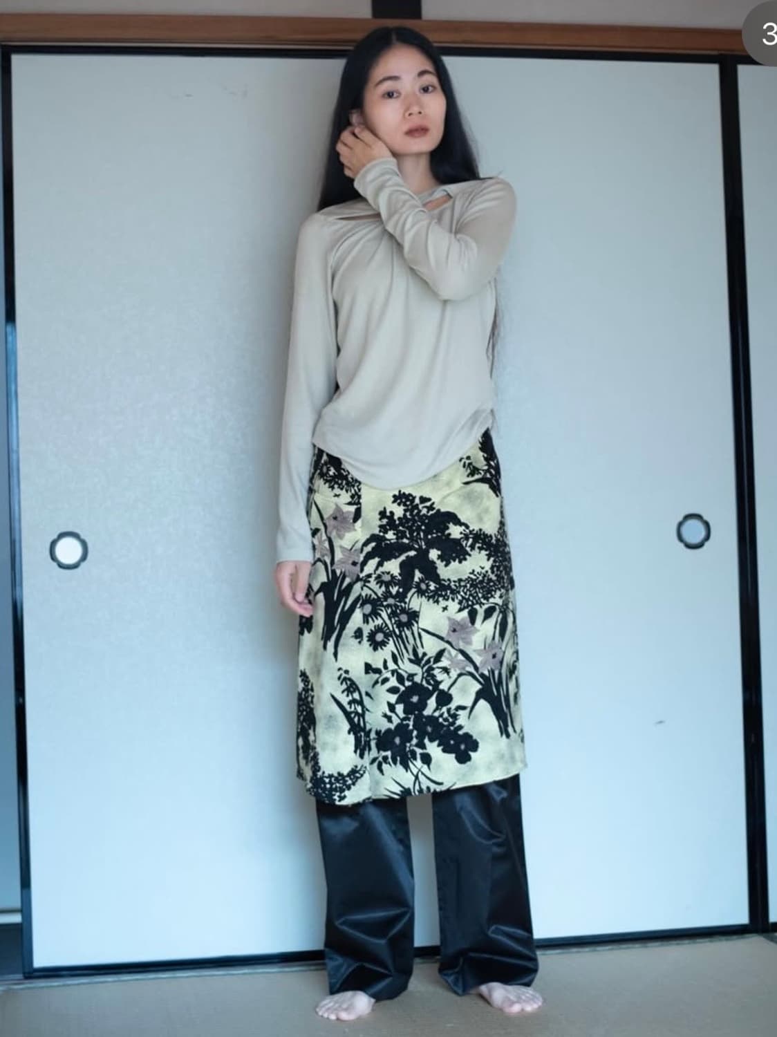 teak arc silk print skirt 상품이미지2