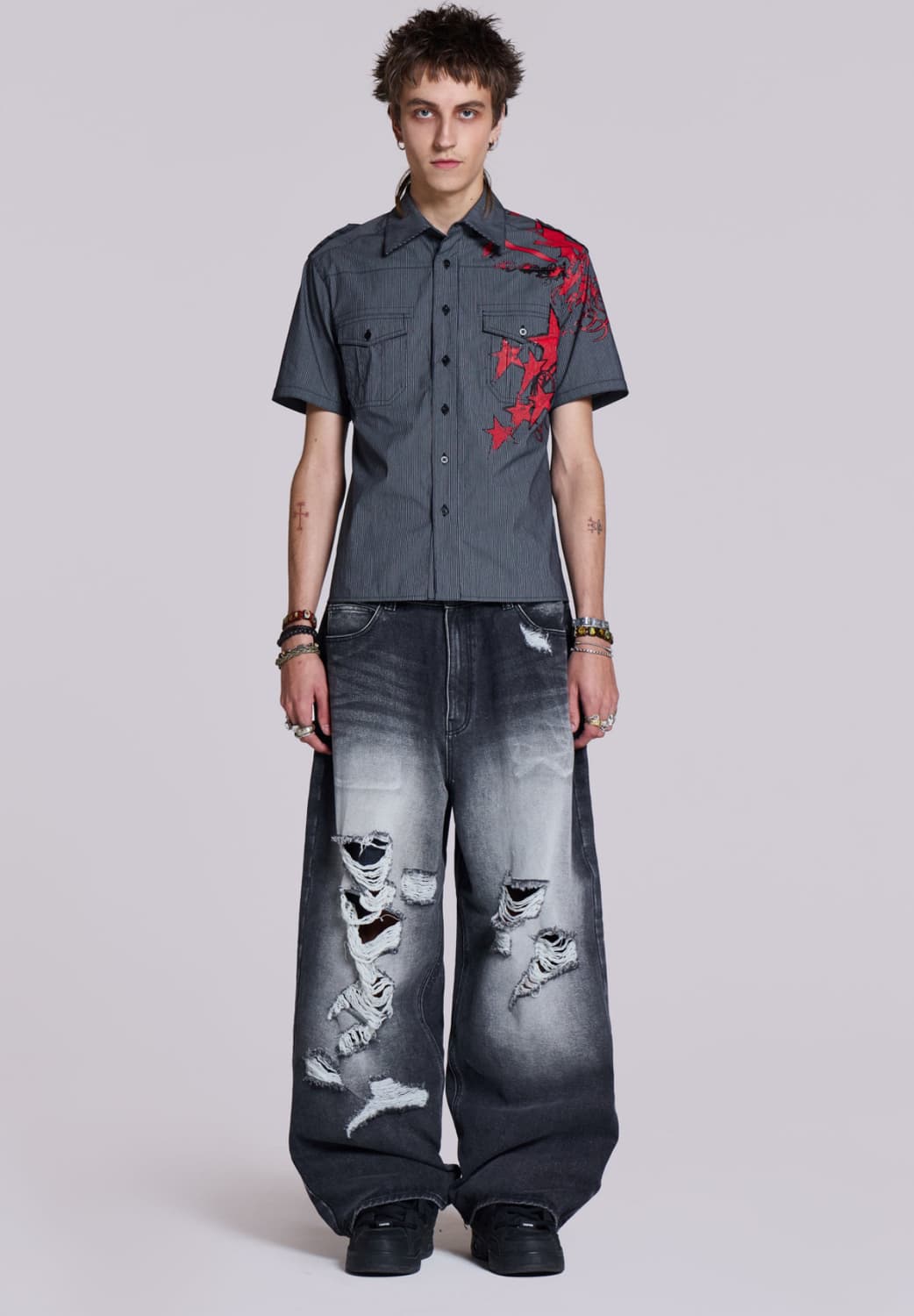 Jaded Man 제이디드런던 스크립트 핀스트라이프 셔츠 상품이미지3