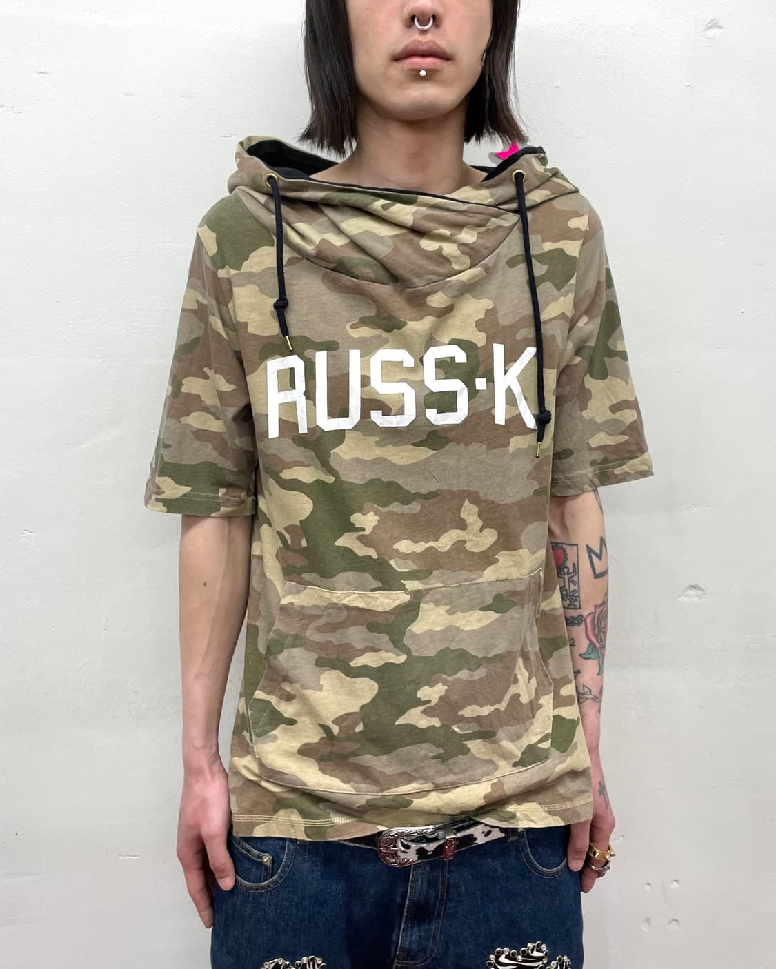 High-neck camouflage hoodie T-shirt  상품이미지3