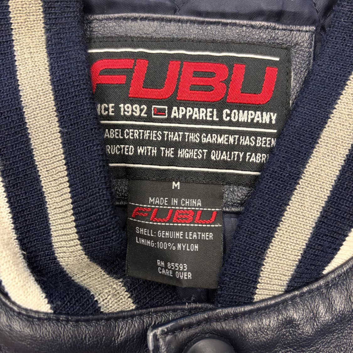 00s 푸부 올드스쿨 뉴욕 양키스 네이비 울 레더 바시티 자켓 M 상품이미지7