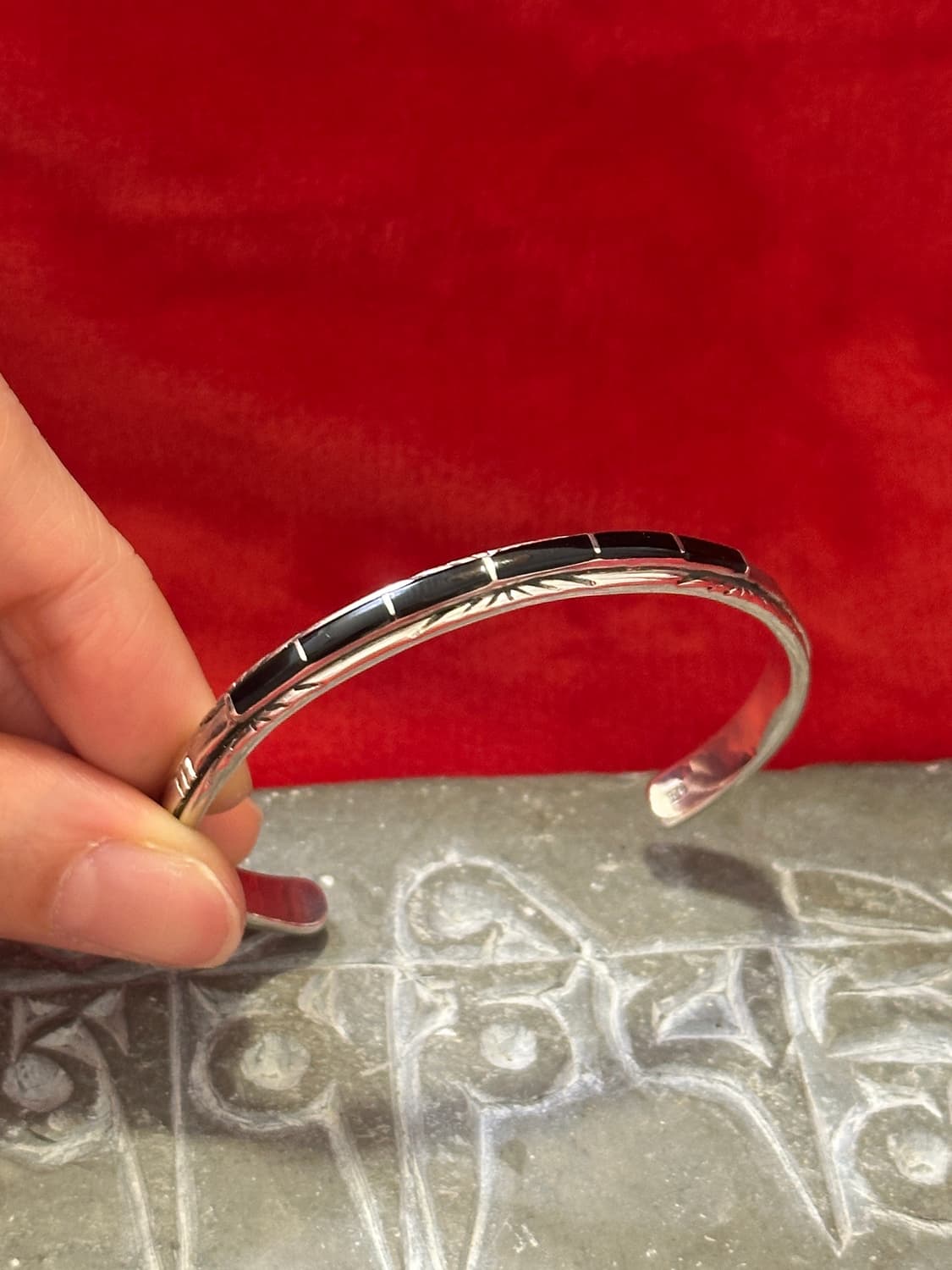 Black Onyx Tile Inlay Feather Engraved C 상품이미지2
