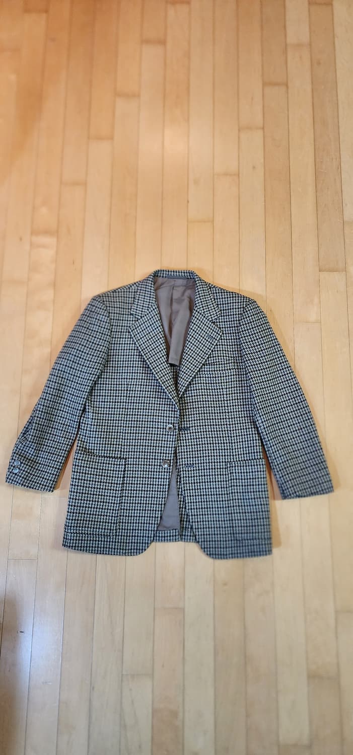 베이지 체크 모직자켓 M 상품이미지4