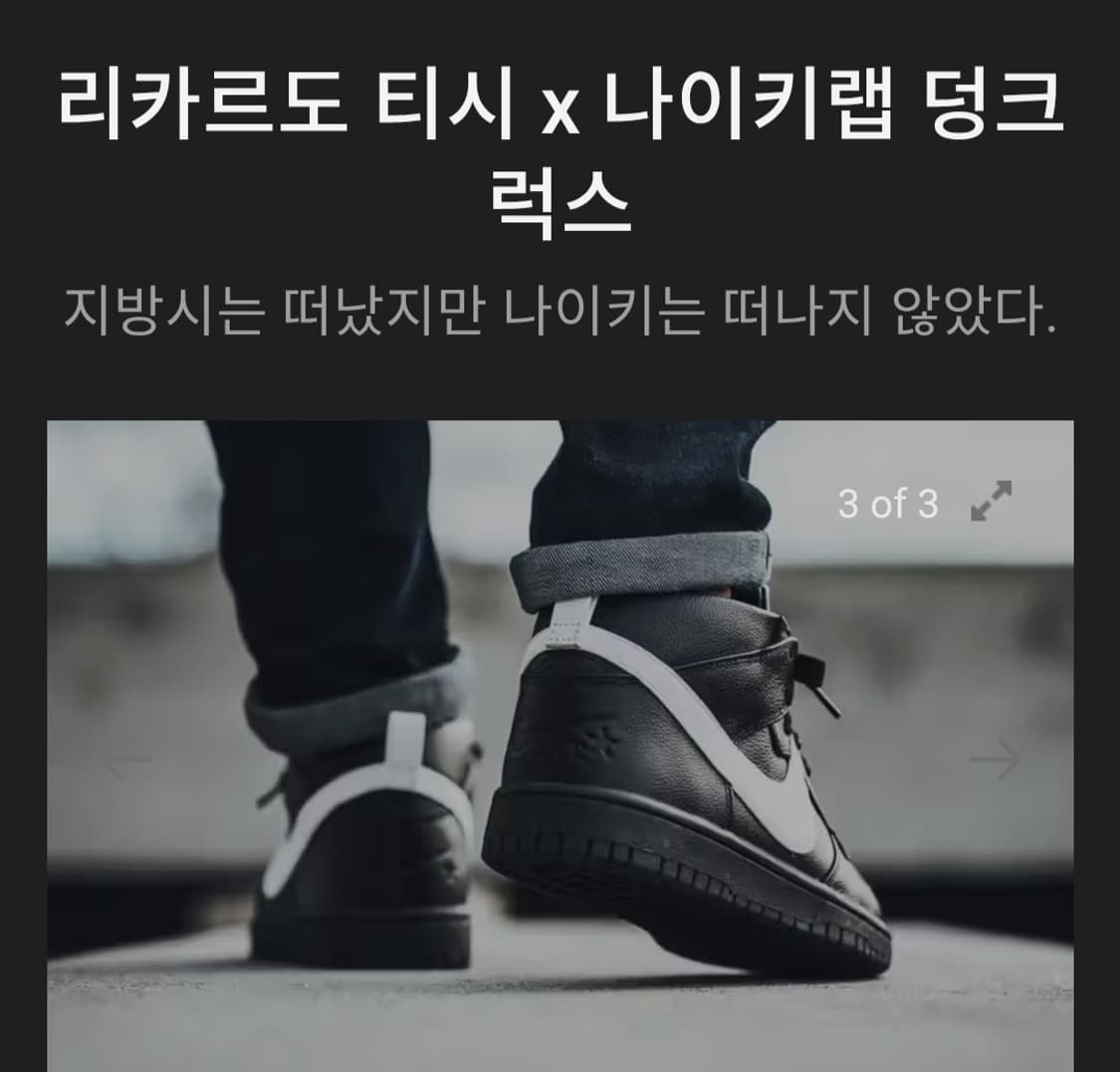 나이키 x 리카르도 티시 덩크 럭스 척카 블랙 270mm 상품이미지2