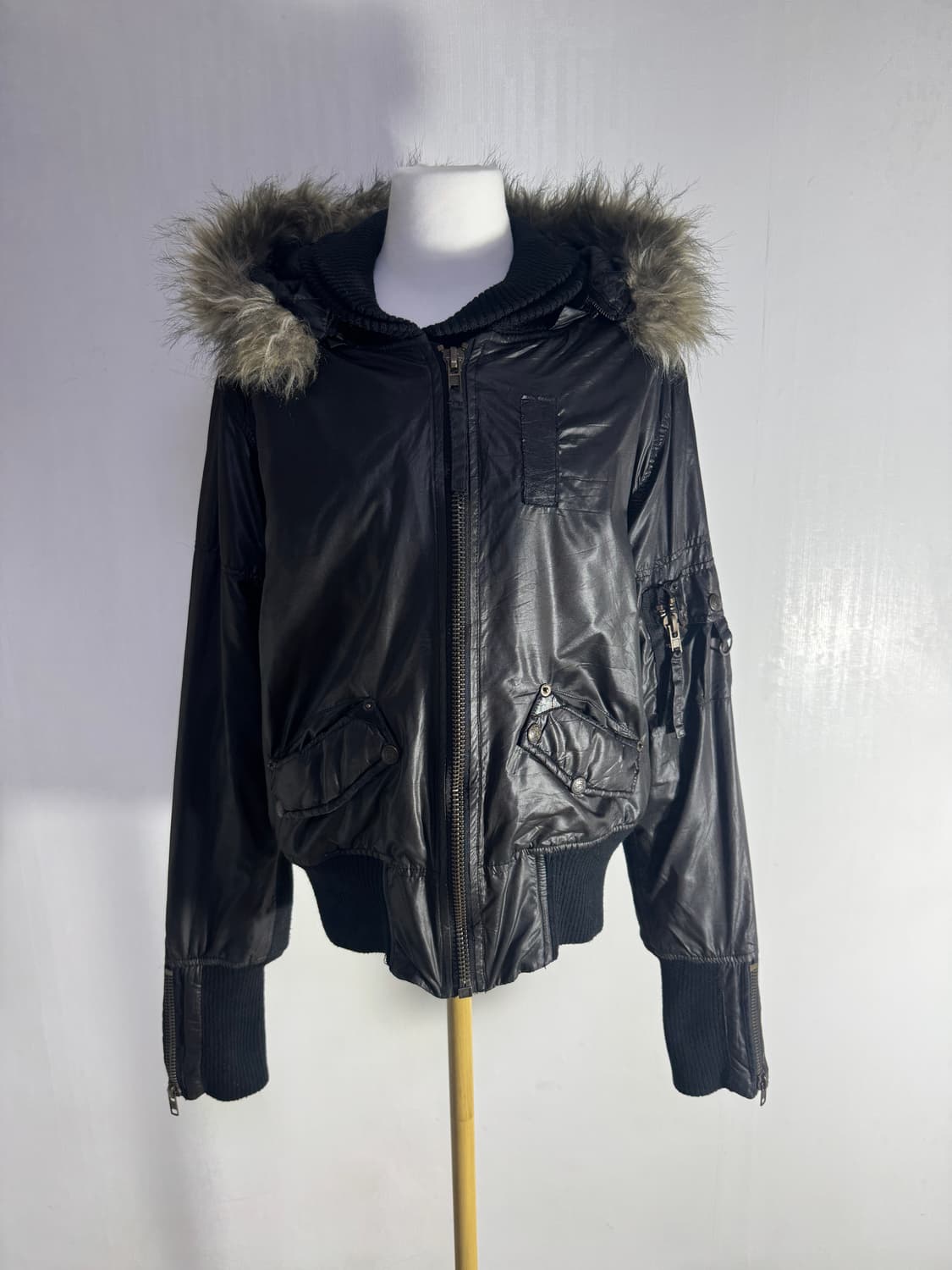 Agate 퍼 트리밍 후드 밀리터리 자켓 y2k lgb vkei 상품이미지2