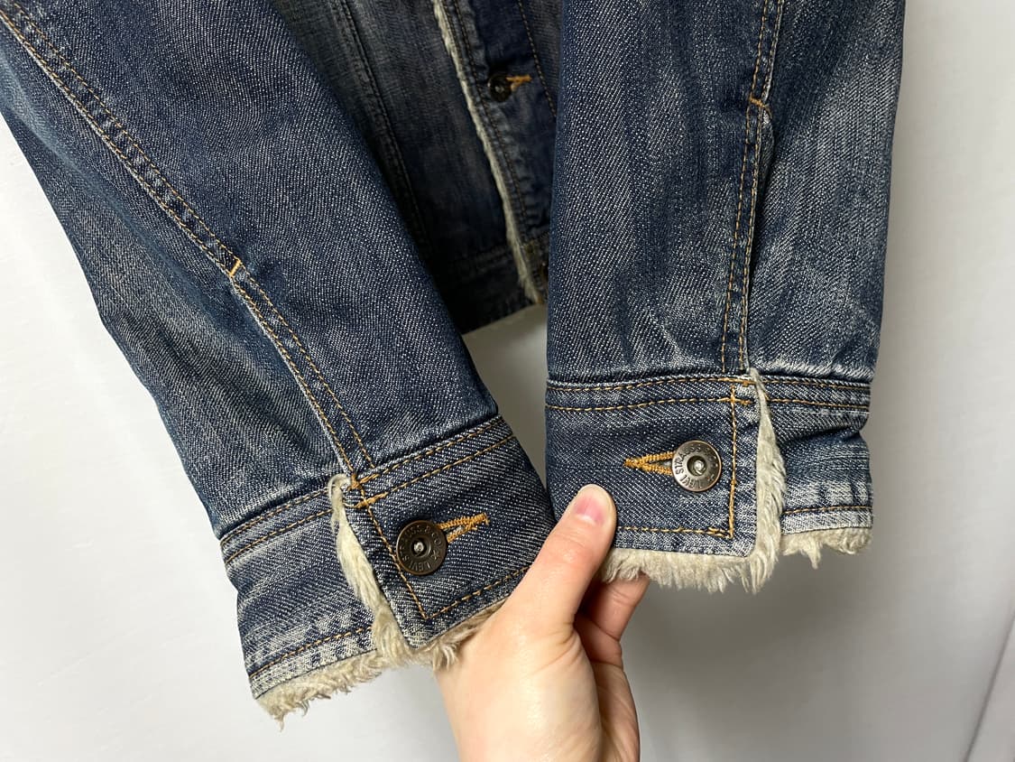 리바이스 양털 셰르파 워시드 데님 트러커 청자켓 M 상품이미지5