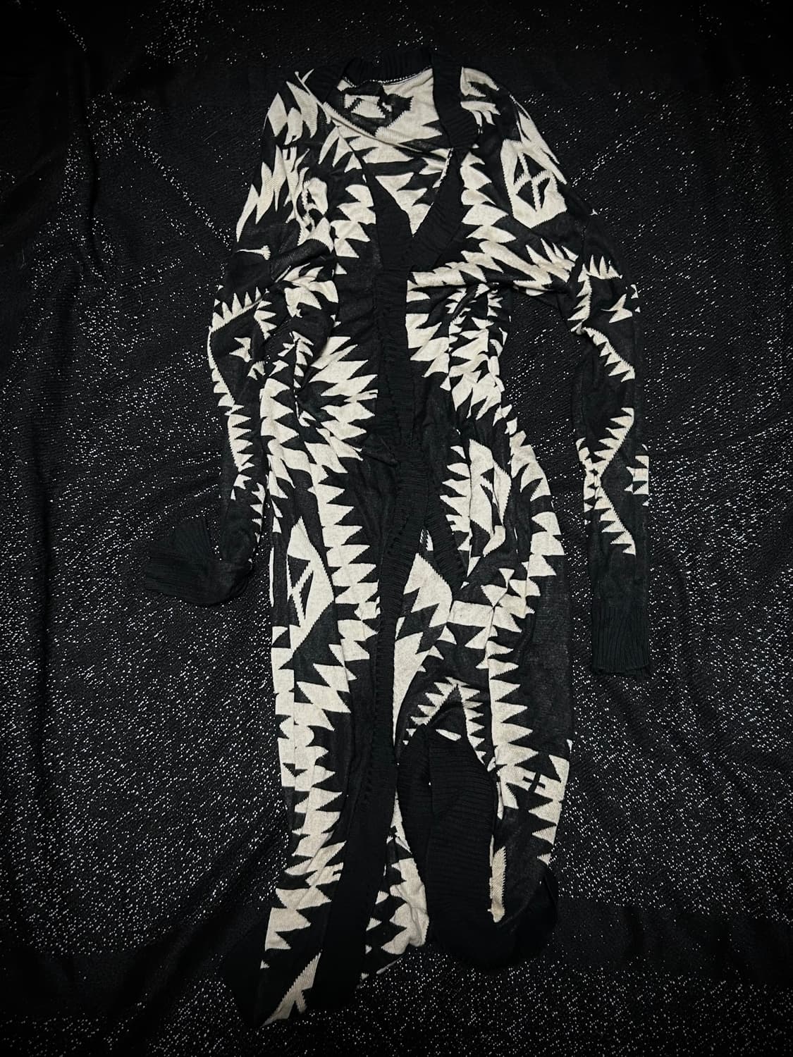 2000s JPN 에스닉 레이어드 롱 블랙 가디건 상품이미지1