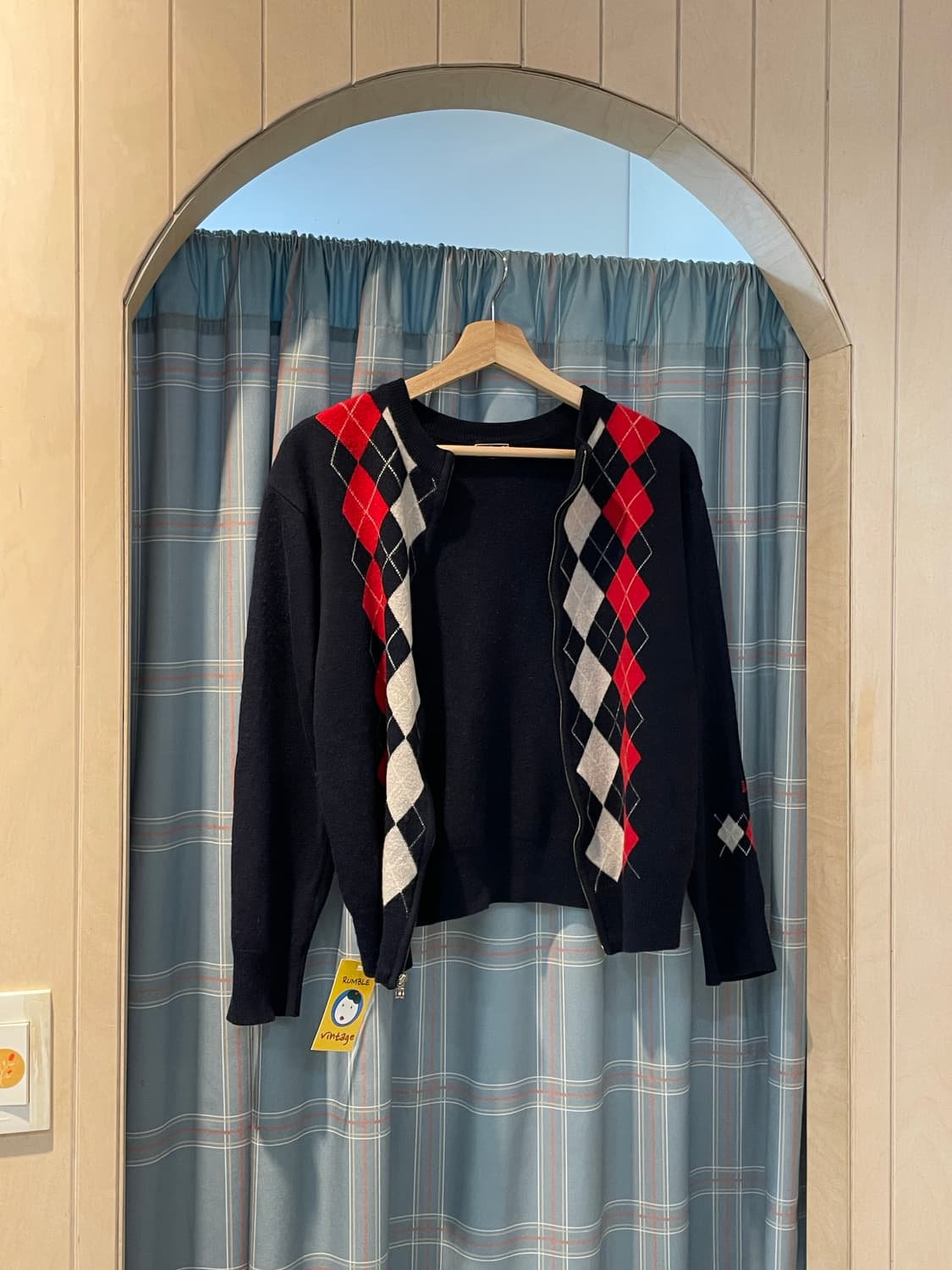 90s 닥스 아가일체크 니트집업 상품이미지5