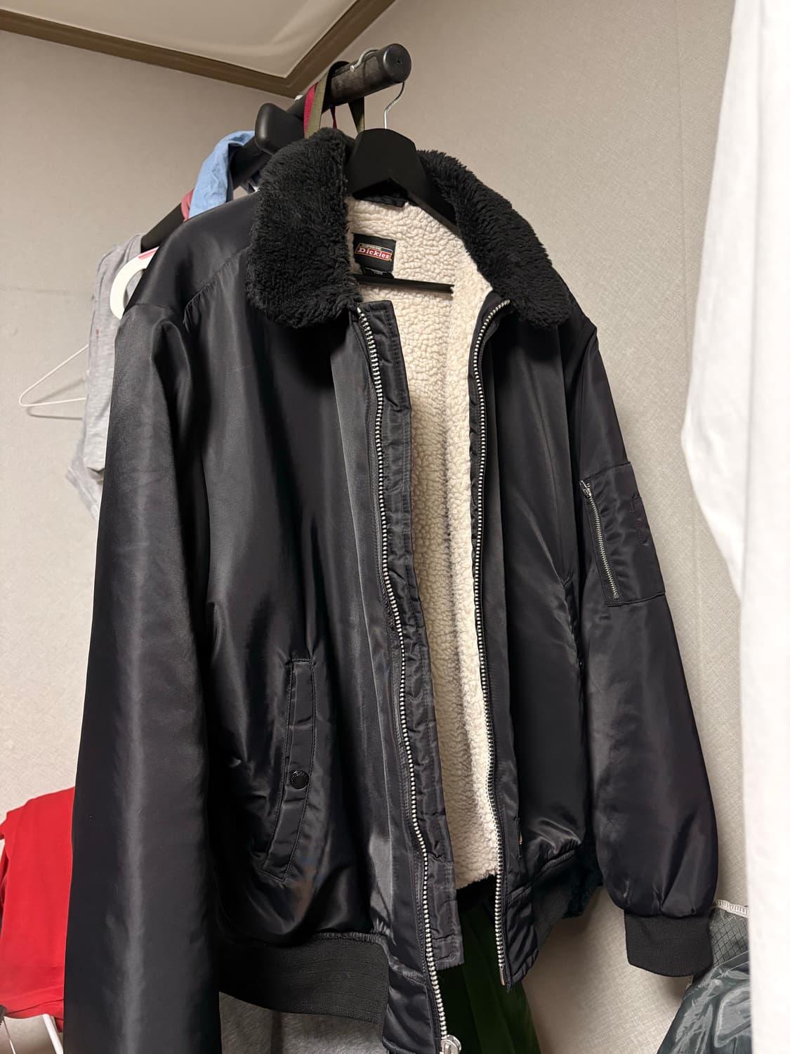 슈프림X디키즈 퍼 칼라 봄버자켓 블랙 L 상품이미지5