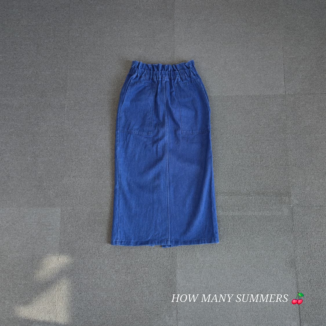 로리즈팜 밴딩 데님 롱 스커트 F 블루 코튼 빈티지 포켓 워싱 상품이미지1